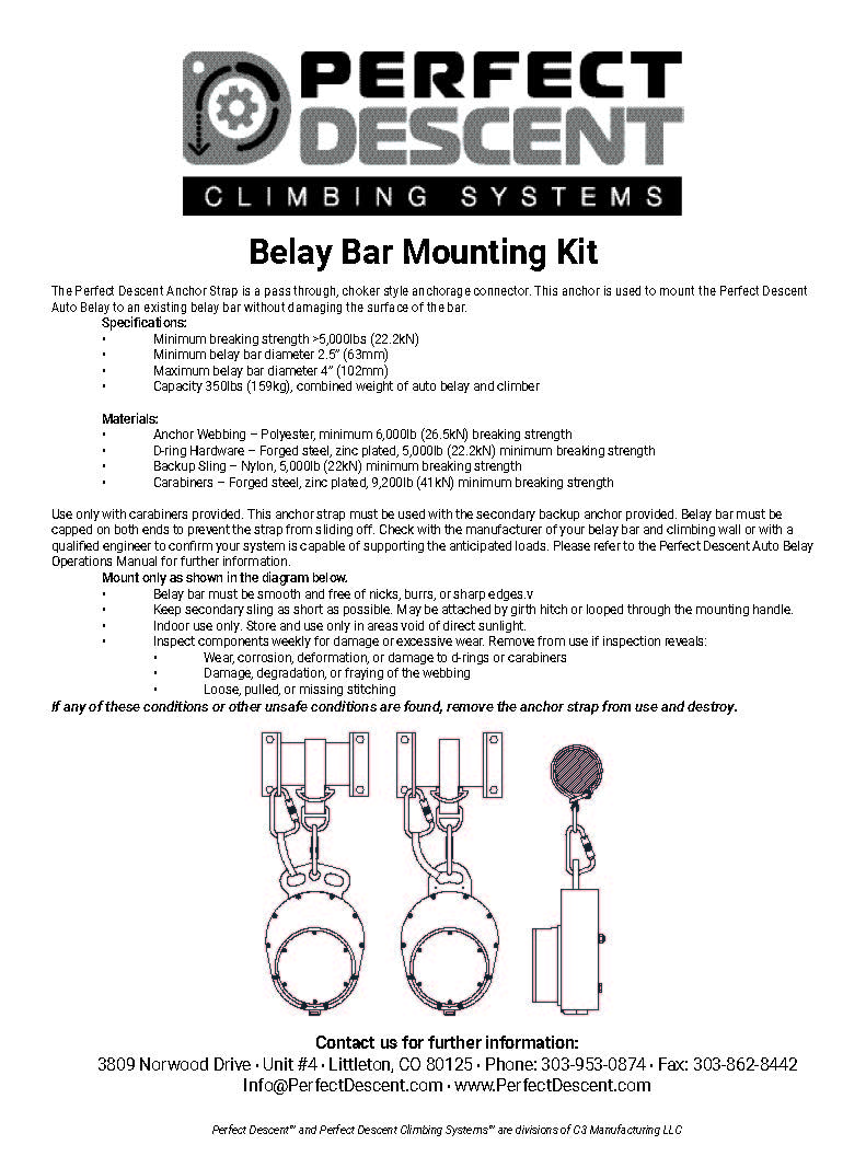 EN Perfect Descent Belay Bar Mounting Kit Rev 04-2019 Cover