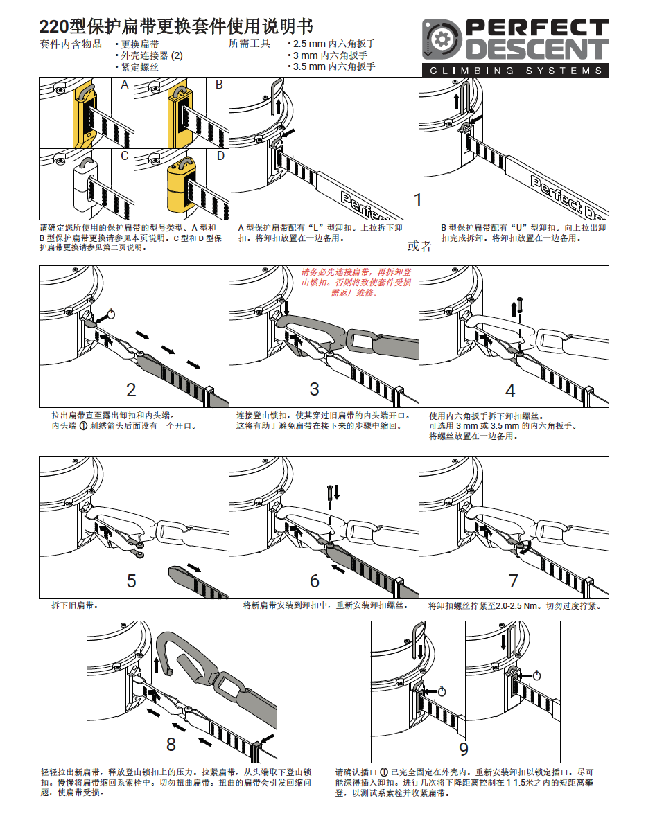 Perfect Descent Auto Belay Replacement Lanyard Manual – Chinese