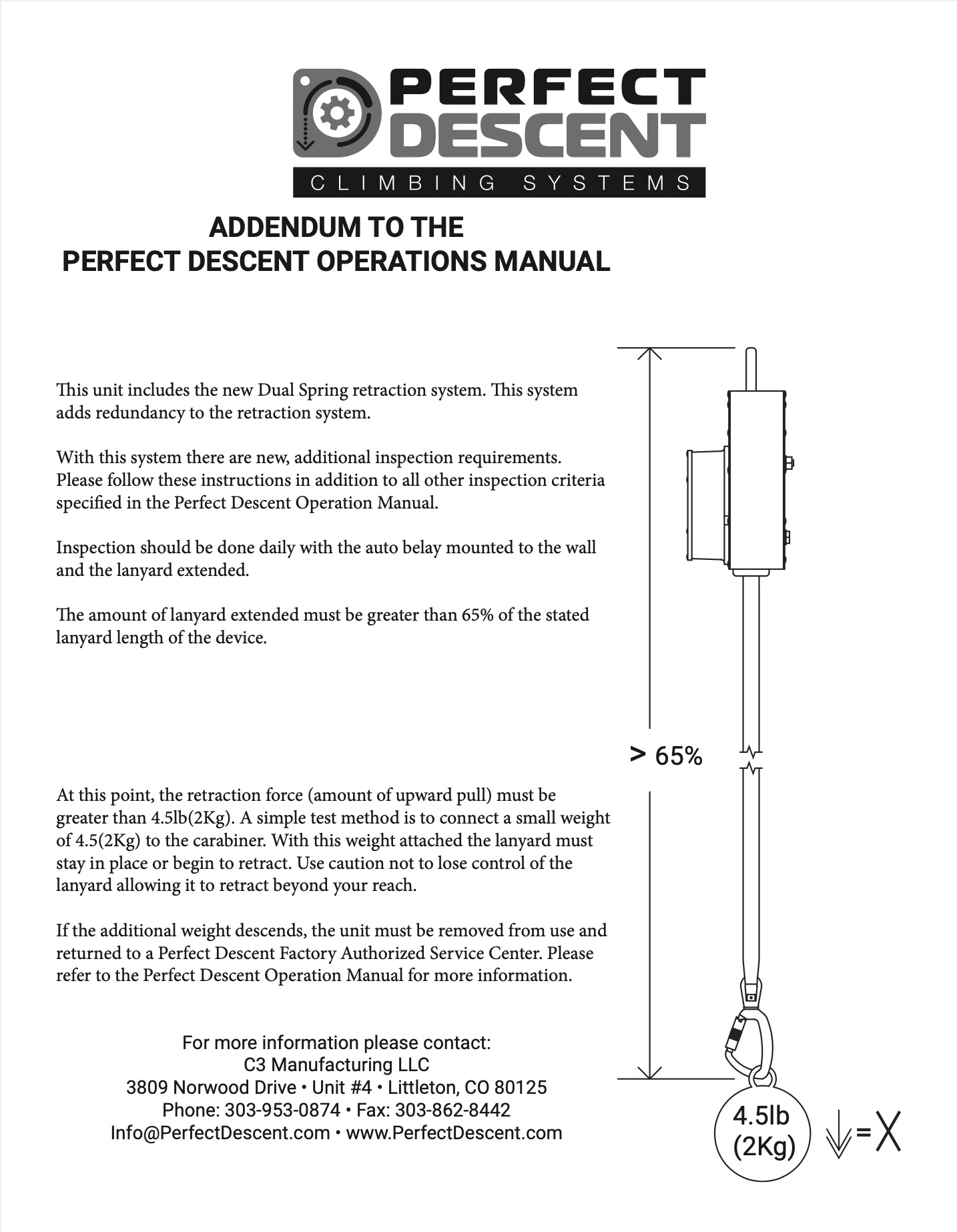 Perfect Descent Twin Spring Inspection Addendum