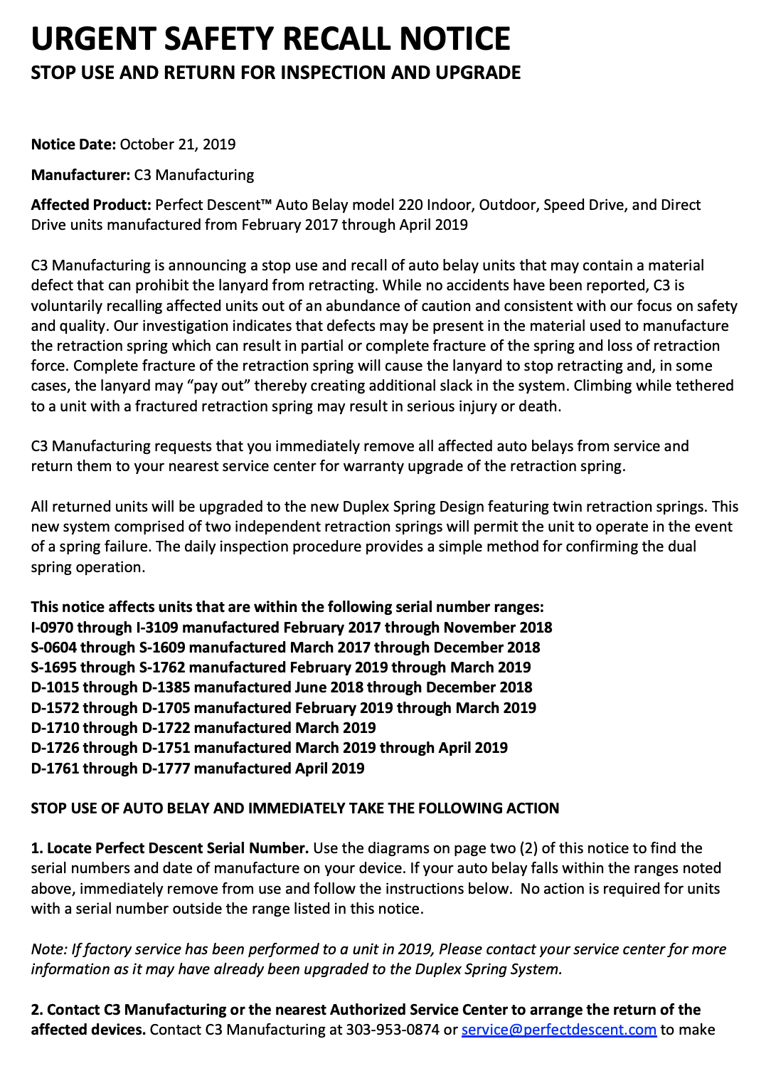 Thumbnail for downloable notice for PD retraction spring